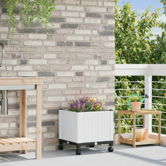 vidaXL Garden Planter with Wheels White 40 x 40 x 48 cm PP 1