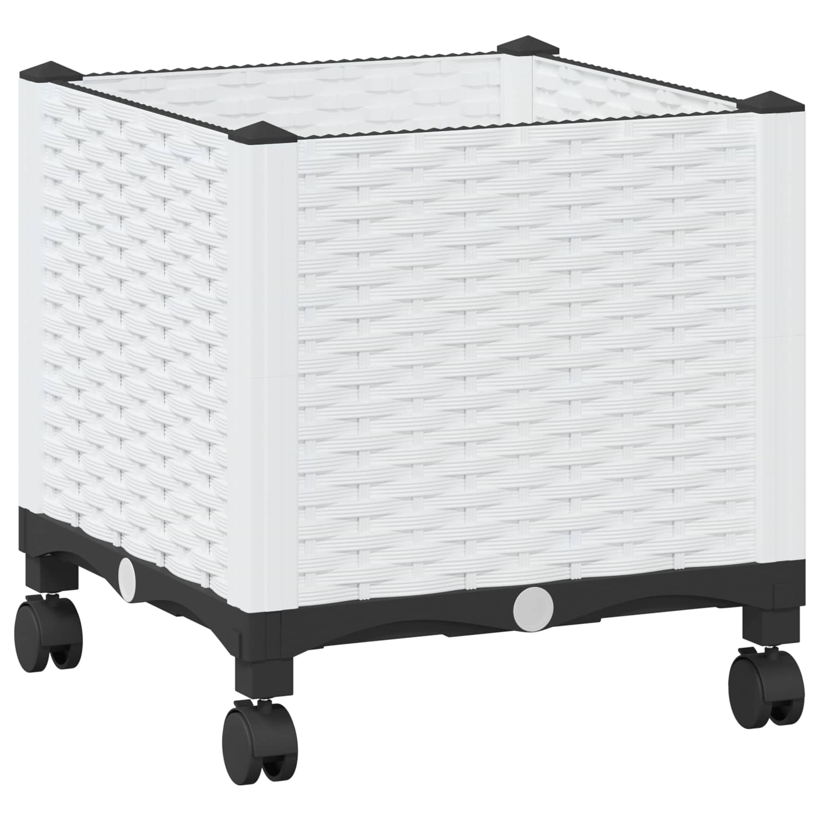 vidaXL Garden Planter with Wheels White 40 x 40 x 48 cm PP 2