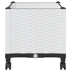 vidaXL Garden Planter with Wheels White 40 x 40 x 48 cm PP 4