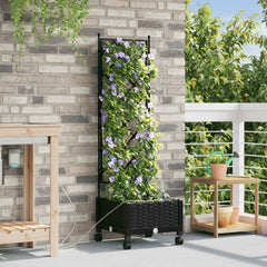 Garden Planter with Irrigation&Wheels 40 x 40 x 148 cm PP with Wheels Black 126 cm