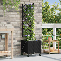 Garden Planter with Irrigation&Wheels 40 x 40 x 148 cm PP with Wheels Black 142 cm