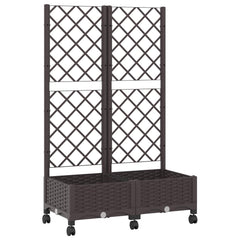 vidaXL Garden Planter with Trellis&Wheels Brown 80 x 40 x 131.5 cm PP 2
