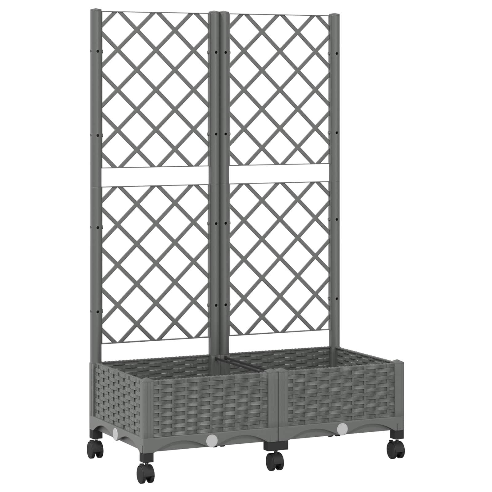 vidaXL Garden Planter with Trellis&Wheels Light Grey PP 2