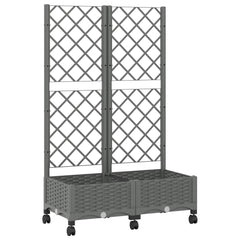 vidaXL Garden Planter with Trellis&Wheels Light Grey PP 2