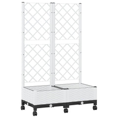 vidaXL Garden Planter with Trellis&Wheels White 80 x 40 x 131.5 cm PP 2