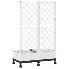 vidaXL Garden Planter with Trellis&Wheels White 80 x 40 x 131.5 cm PP 5