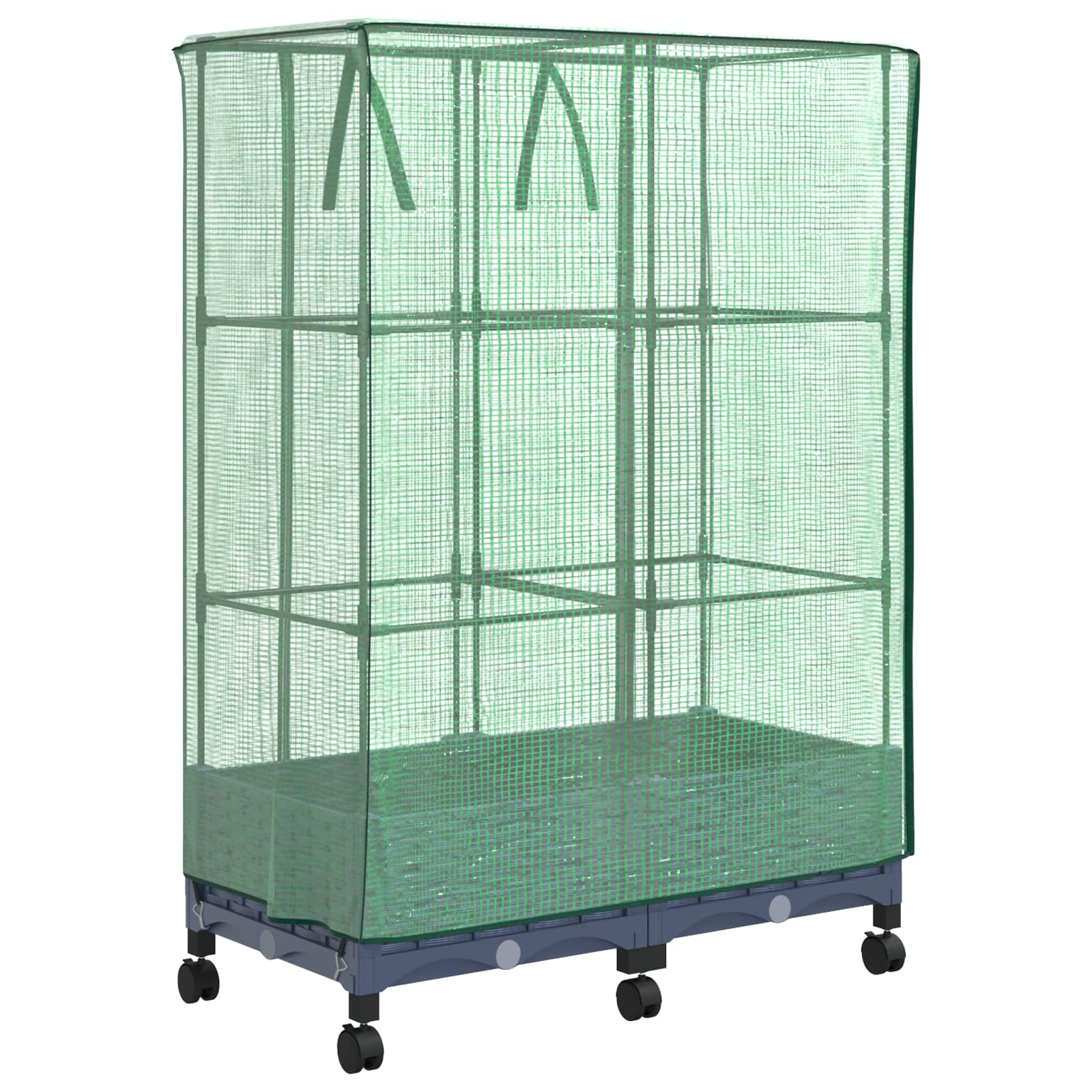 vidaXL Garden Planter with Greenhouse Cover&Wheels 2 pcs Blue Grey PP 4