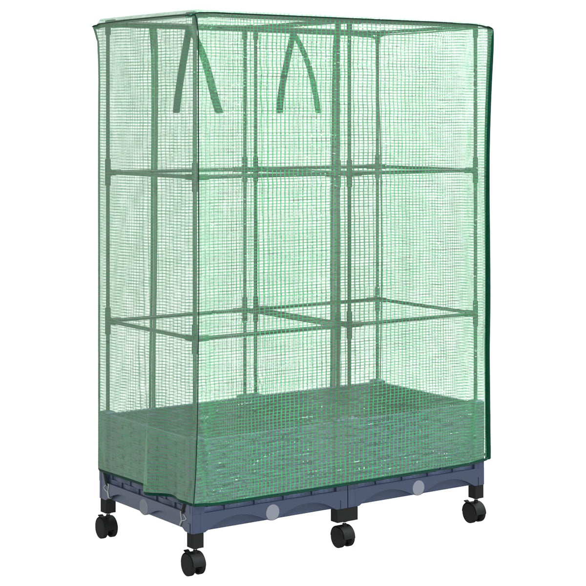 Garden Planter with Greenhouse Cover&Wheels PP with Wheels Height 123 cm Blue grey 80 cm