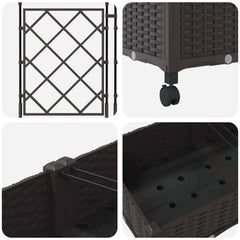 vidaXL Garden Planter with Trellis&Wheels 2 pcs Brown PP 5