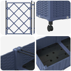 vidaXL Garden Planter with Trellis&Wheels 2 pcs Grey PP 5