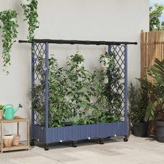 Raised Bed with Trellis and Roof PP Grey with Flat Roof (2 Side trellis) on Wheels 164 cm 127 cm