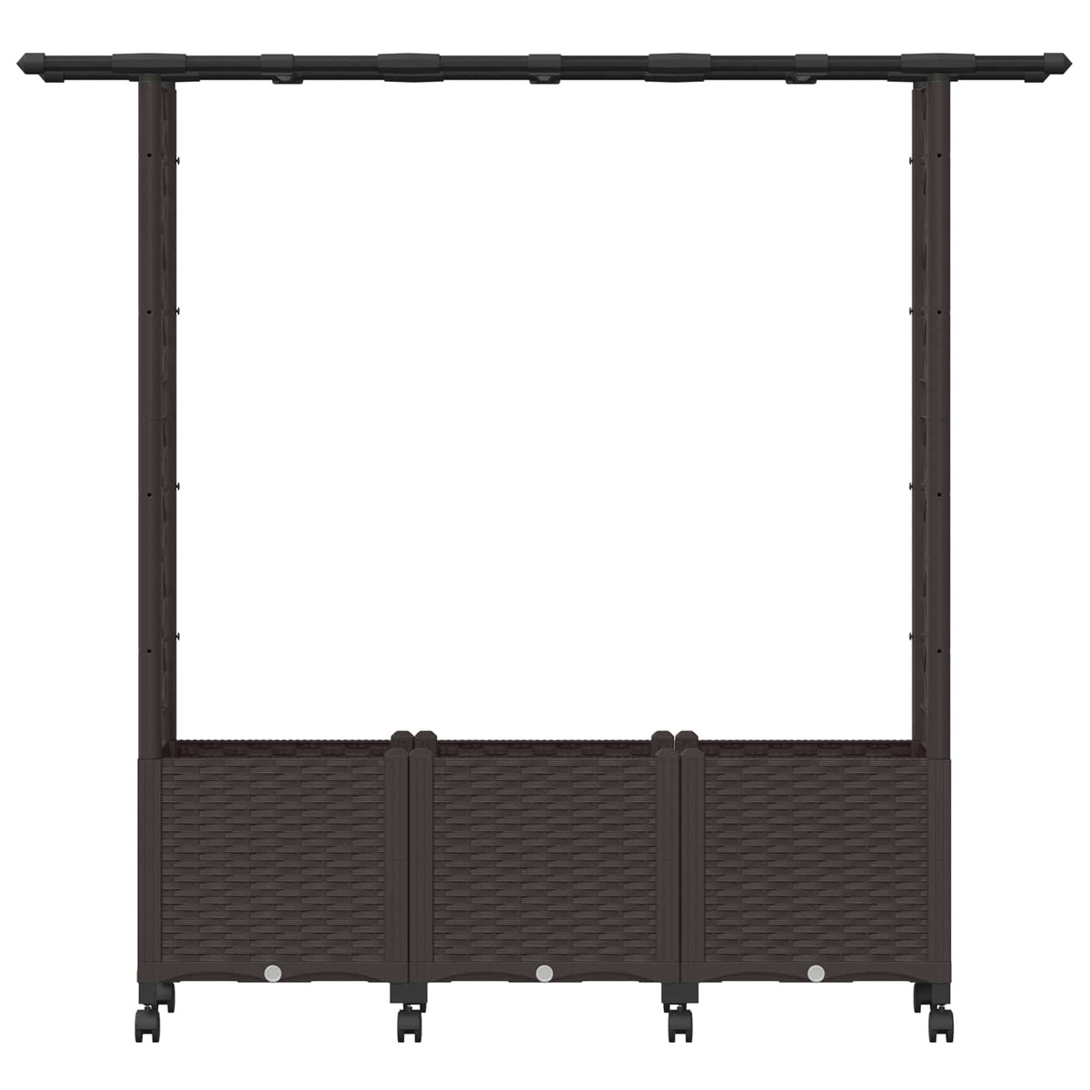 Raised Bed with Trellis and Roof PP Brown with Flat Roof (2 Side trellis) on Wheels 162.5 cm 142 cm