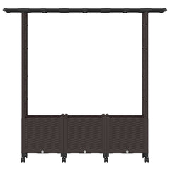 Raised Bed with Trellis and Roof PP Brown with Flat Roof (2 Side trellis) on Wheels 162.5 cm 142 cm