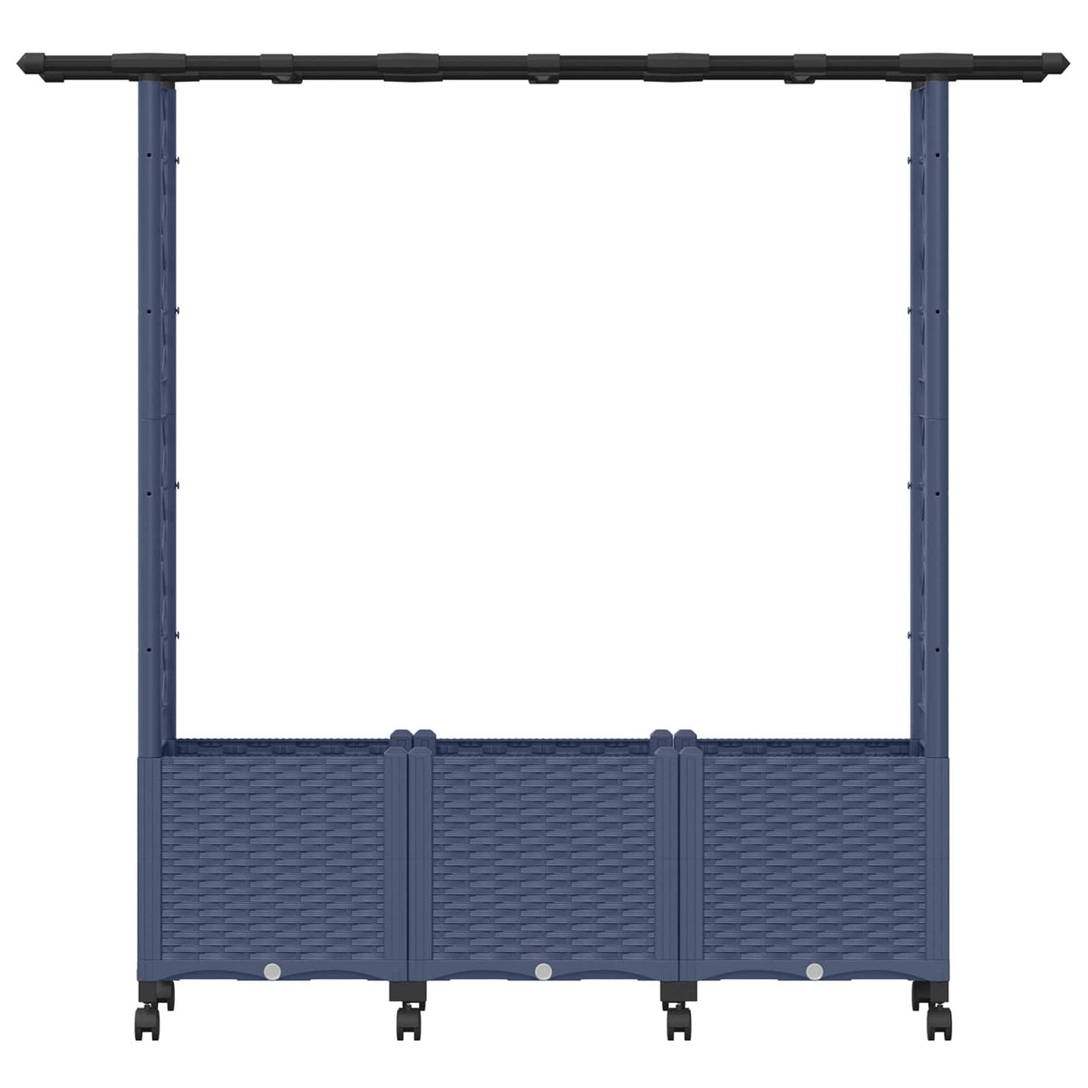 Raised Bed with Trellis and Roof PP Grey with Flat Roof (2 Side trellis) on Wheels 162.5 cm 142 cm