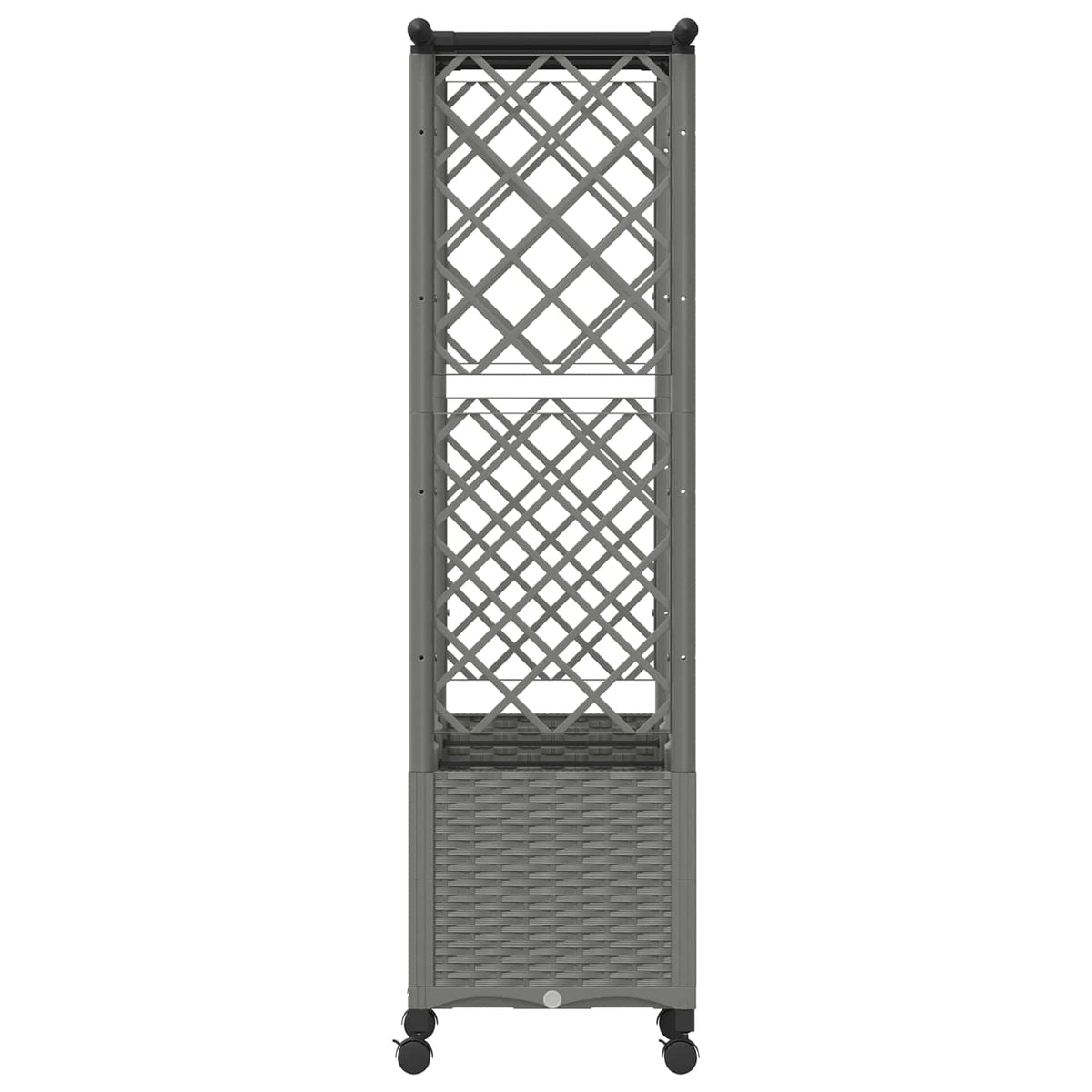 Raised Bed with Trellis and Roof Light Grey with Flat Roof (2 Side trellis) on Wheels 162.5 cm 142 cm