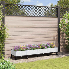 vidaXL Garden Planter with Wheels White 160 x 40 x 33 cm PP 1