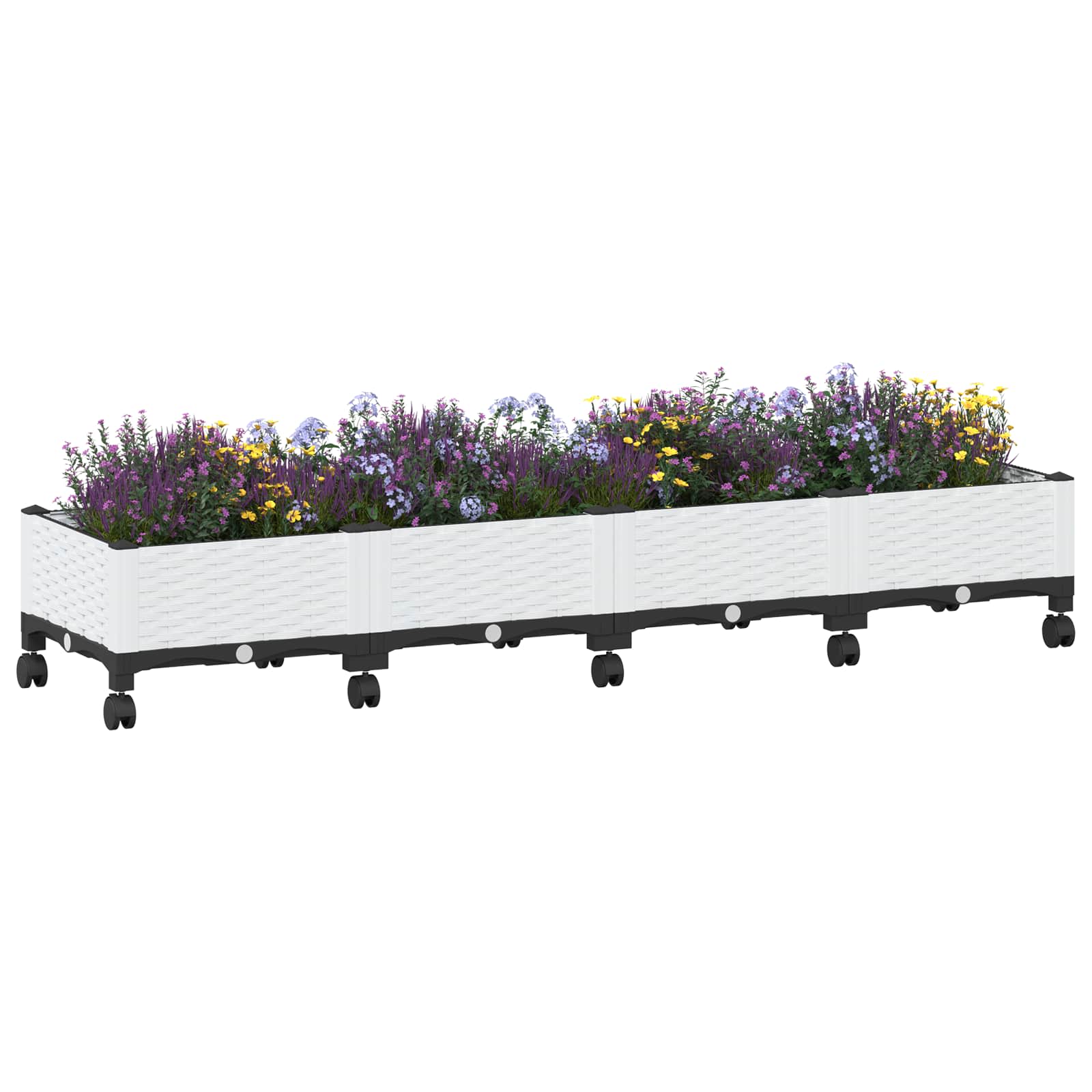 vidaXL Garden Planter with Wheels White 160 x 40 x 33 cm PP 3