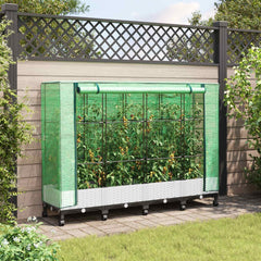 Garden Planter with Greenhouse Cover&Wheels PP with Wheels Height 123 cm White 160 cm