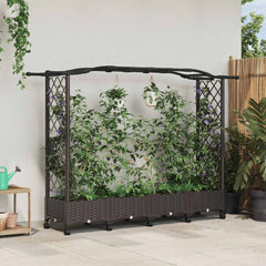Raised Bed with Trellis and Roof PP Brown with Curved Roof (2 Side trellis) on Wheels 207 cm 129 cm