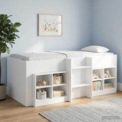 Kids' High Bed Frame 90 x 200 cm Engineered Wood White