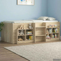 Kids' High Bed Frame 90 x 200 cm Engineered Wood Sonoma oak