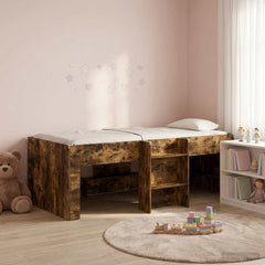 Kids' High Bed Frame 90 x 200 cm Engineered Wood Smoked oak