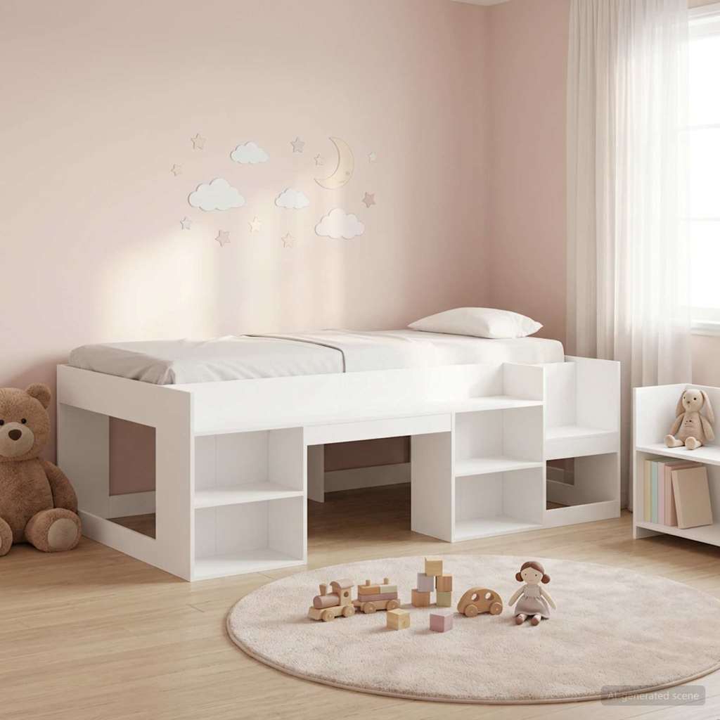 Kids' Bed Frame Engineered Wood Length 190 cm White 90 cm