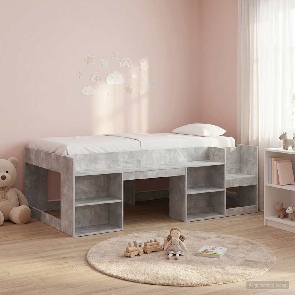 Kids' Bed Frame Engineered Wood Length 190 cm Concrete grey 90 cm