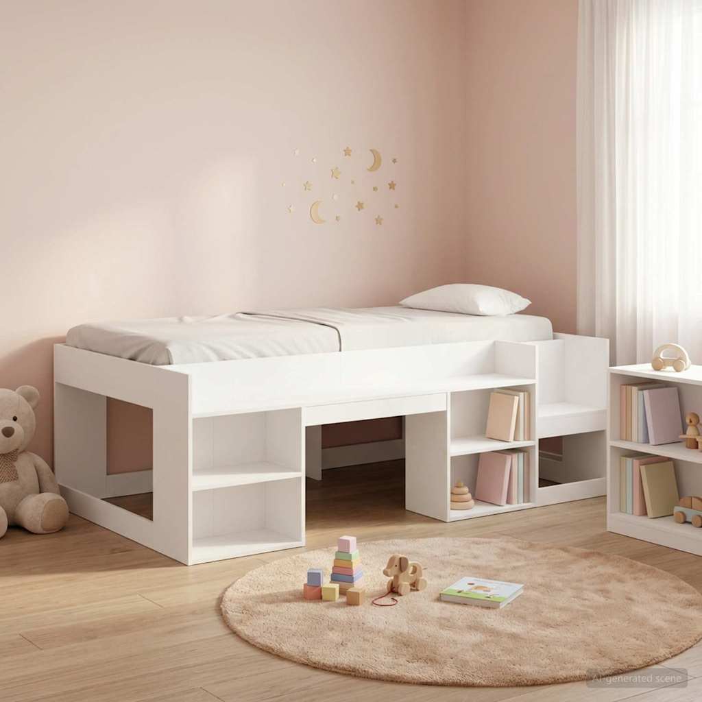Kids' Bed Frame Engineered Wood Length 190 cm White 75 cm