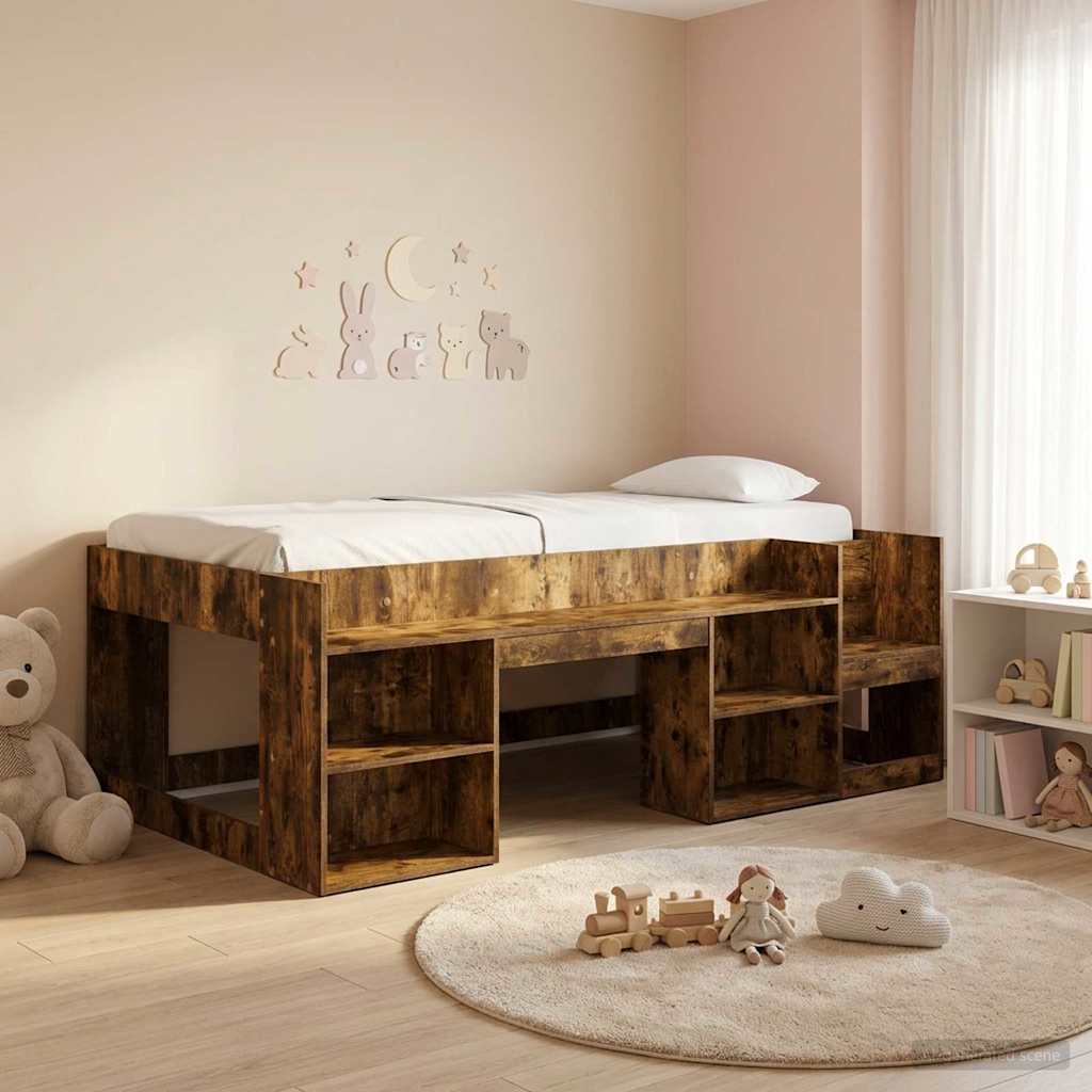Kids' Bed Frame Engineered Wood Length 190 cm Smoked oak 75 cm