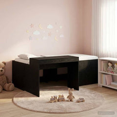 Kids' High Bed Frame with Desk 90 x 200 cm Black