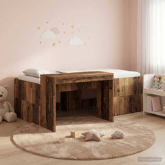 Kids' High Bed Frame with Desk 90 x 200 cm Old wood