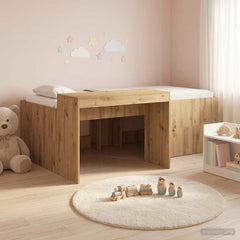 Kids' High Bed Frame with Desk 90 x 200 cm Artisan oak