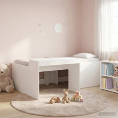 Kids' High Bed Frame with Desk Length 190 cm White 90 cm