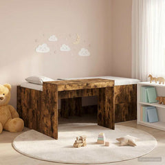 Kids' High Bed Frame with Desk Length 190 cm Smoked oak 90 cm