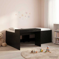 Kids' High Bed Frame with Desk Length 190 cm Black 75 cm