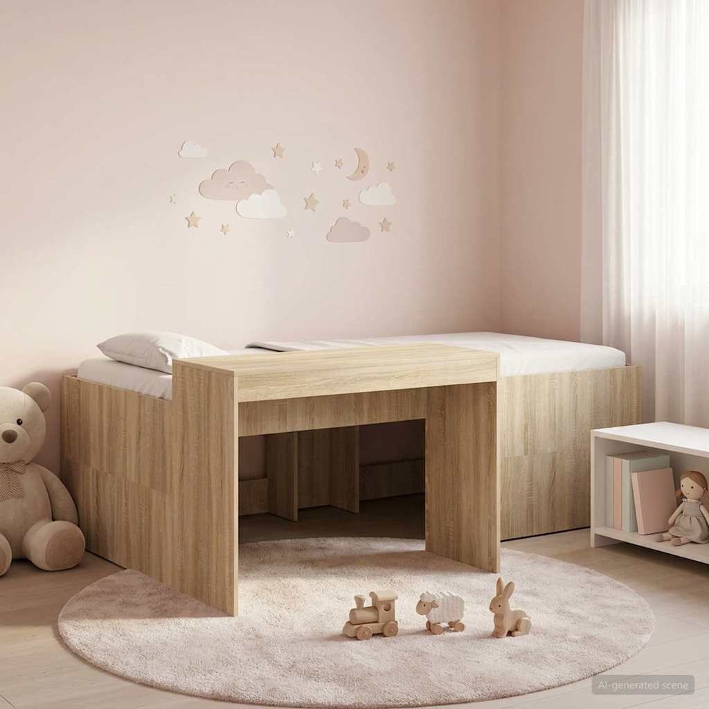 Kids' High Bed Frame with Desk Length 190 cm Sonoma oak 75 cm