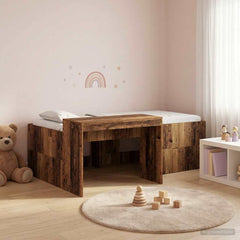 Kids' High Bed Frame with Desk Length 190 cm Old wood 75 cm