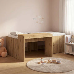 Kids' High Bed Frame with Desk Length 190 cm Artisan oak 75 cm