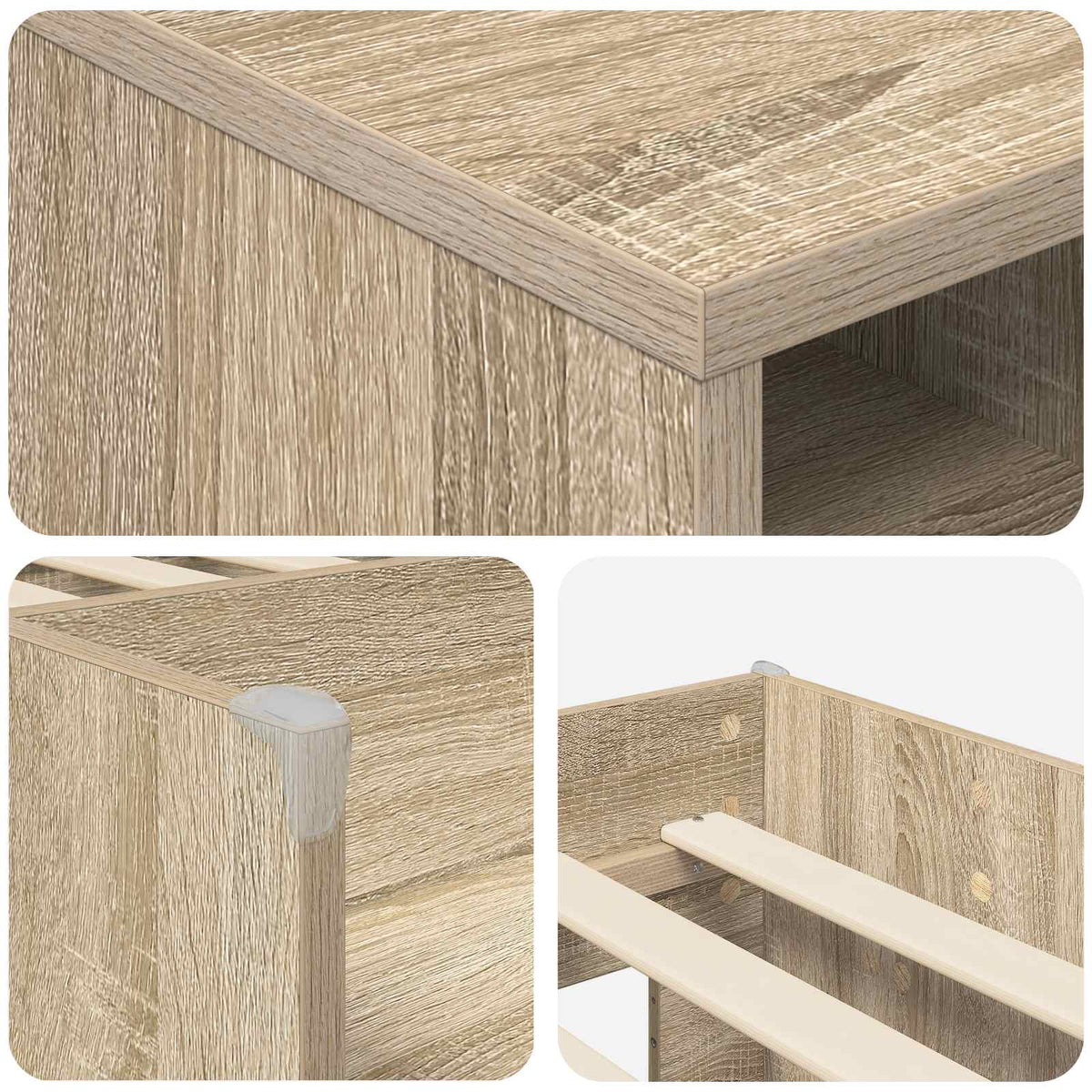 Loft Bed Frame with Cabinet 3 pcs Engineered Wood Sonoma oak