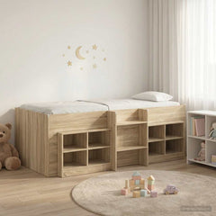 Loft Bed Frame with Cabinet 3 pcs Engineered Wood Sonoma oak