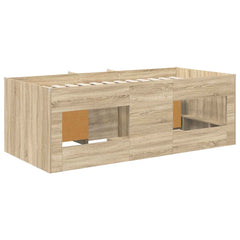 Loft Bed Frame with Cabinet 3 pcs Engineered Wood Sonoma oak
