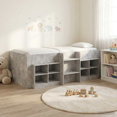 Loft Bed Frame with Cabinet 3 pcs Engineered Wood Concrete grey