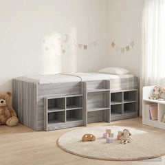 Loft Bed Frame with Cabinet 3 pcs Engineered Wood Grey sonoma