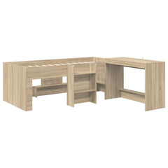 Kids High Bed Frame Desk Sonoma oak