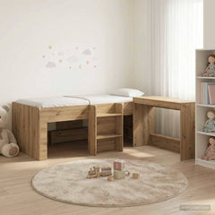 Kids' High Bed Frame with Desk 2 pcs Engineered Wood Artisan oak