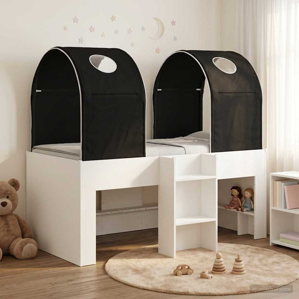 Bed with Tunnel 3 pcs Engineered Wood White and black