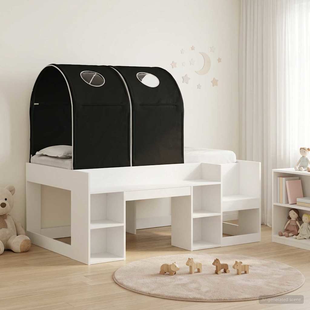 Bed with Tunnel 3 pcs Engineered Wood White and black