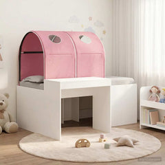 Bed with Tunnel 3 pcs Engineered Wood White and pink