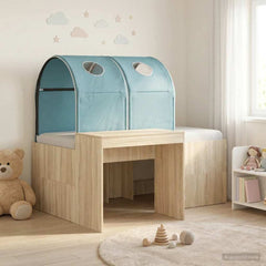 Bed with Tunnel 3 pcs Engineered Wood Sonoma oak and light blue